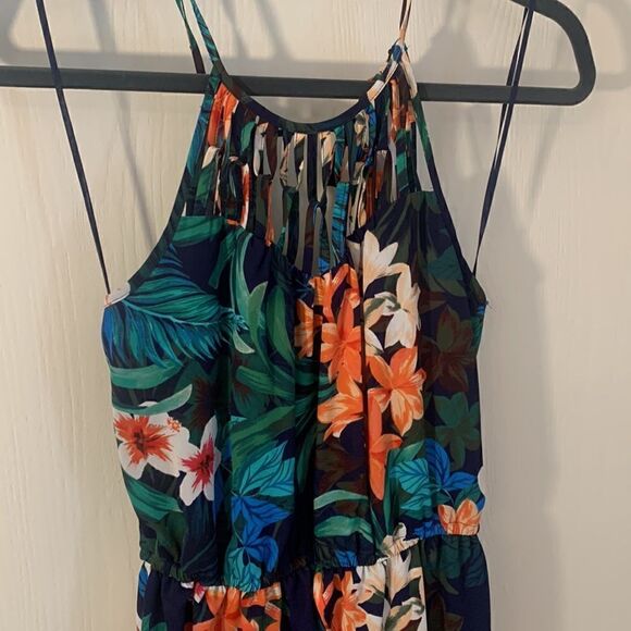 Candies NWT navy blue floral high low shorts romper Size XS - Picture 2 of 9